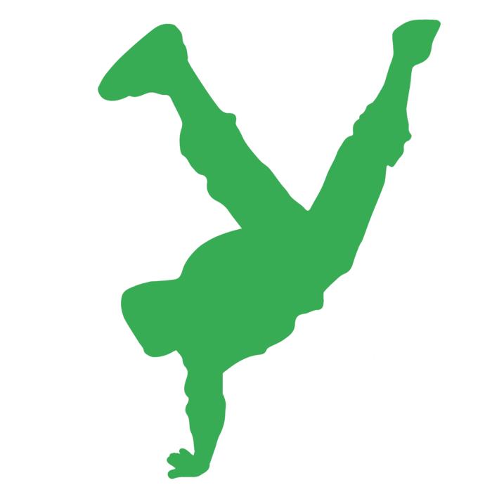 green silhouette of dancing hip hopper