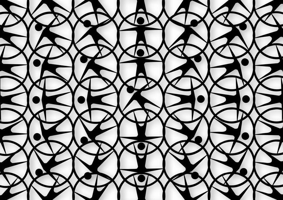 intersected man in circle drawings, background