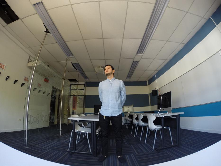 man in modern computer laboratory