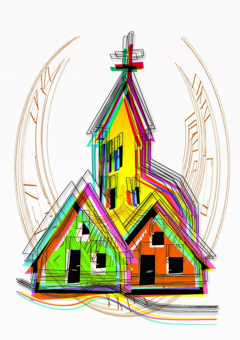 logo, colored church