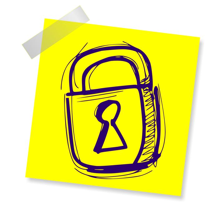 lock security on yellow sticker