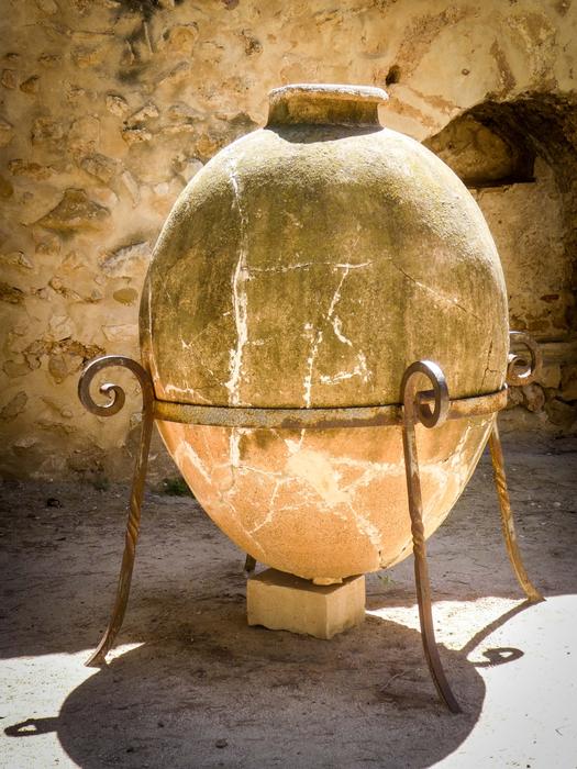 Beautiful pot on the stand, in Denia, Spain, in sunlight