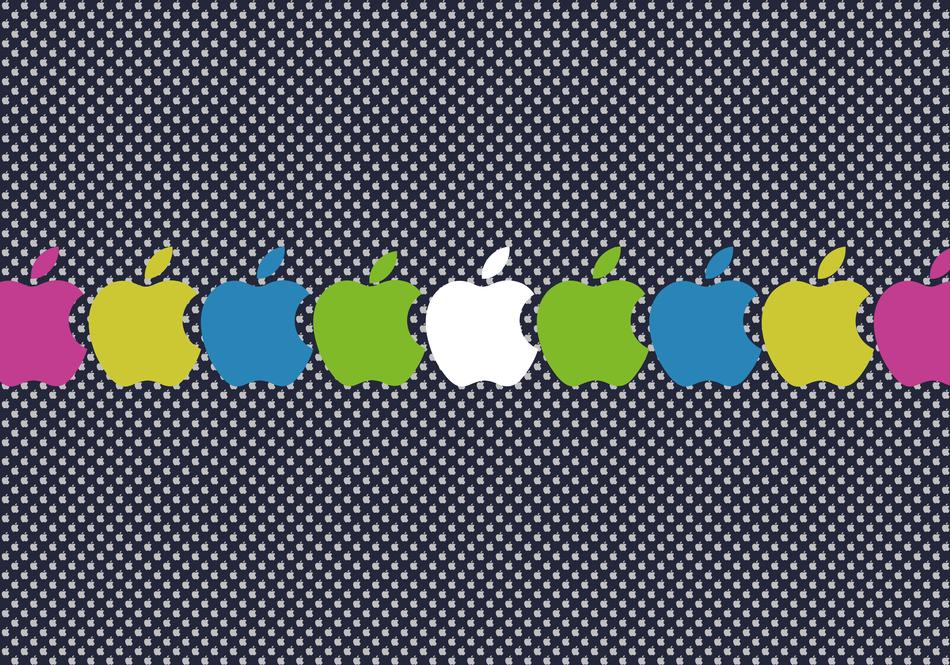 Colorful 'Apple' logos, at background with the texture, clipart