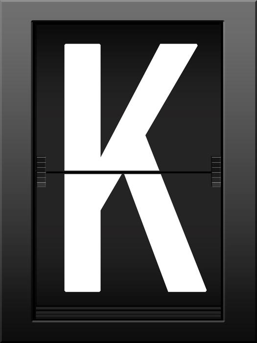 the letter k on the blackboard at the airport