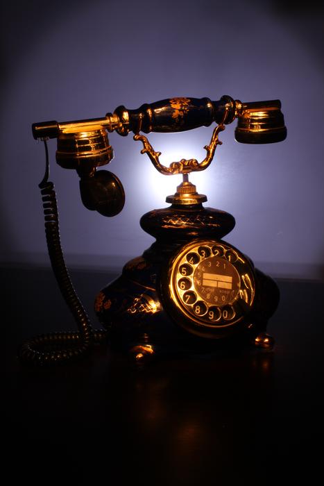 Shiny, vintage handset, at backlight, clipart