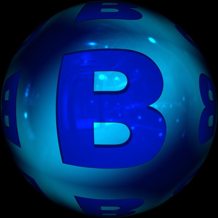 letter B on blue ball as a concept