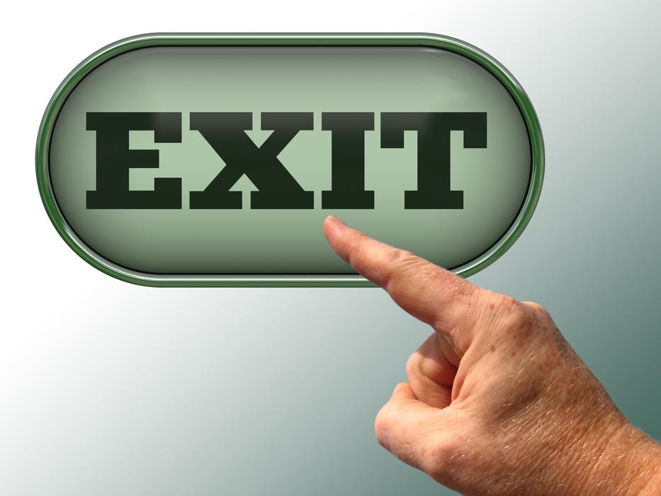 hand pointing with finger at exit button