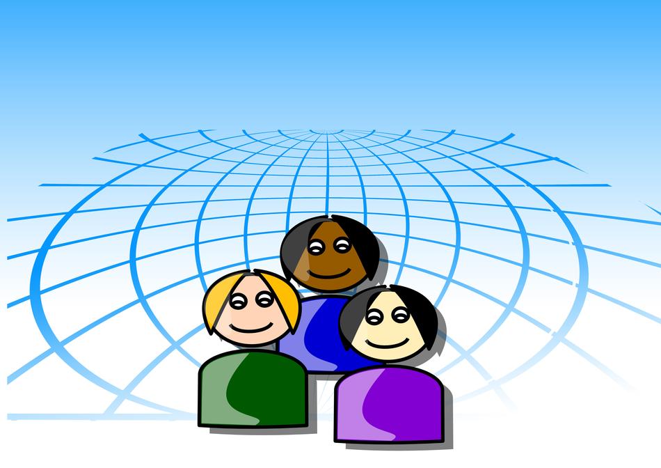 the image of children on the background of the world wide web