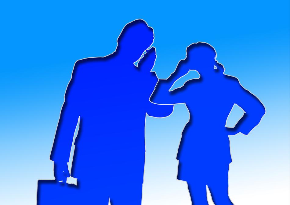 blue silhouettes of people with telephones