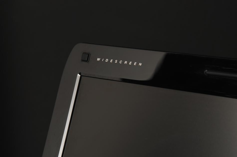Close-of the black laptop with 'widescreen' sign, clipart