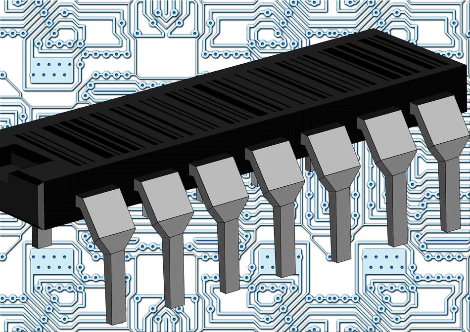 microcircuit on the background of the processor