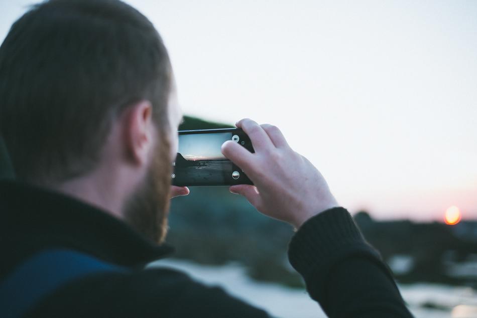 man with beard, camera, nature