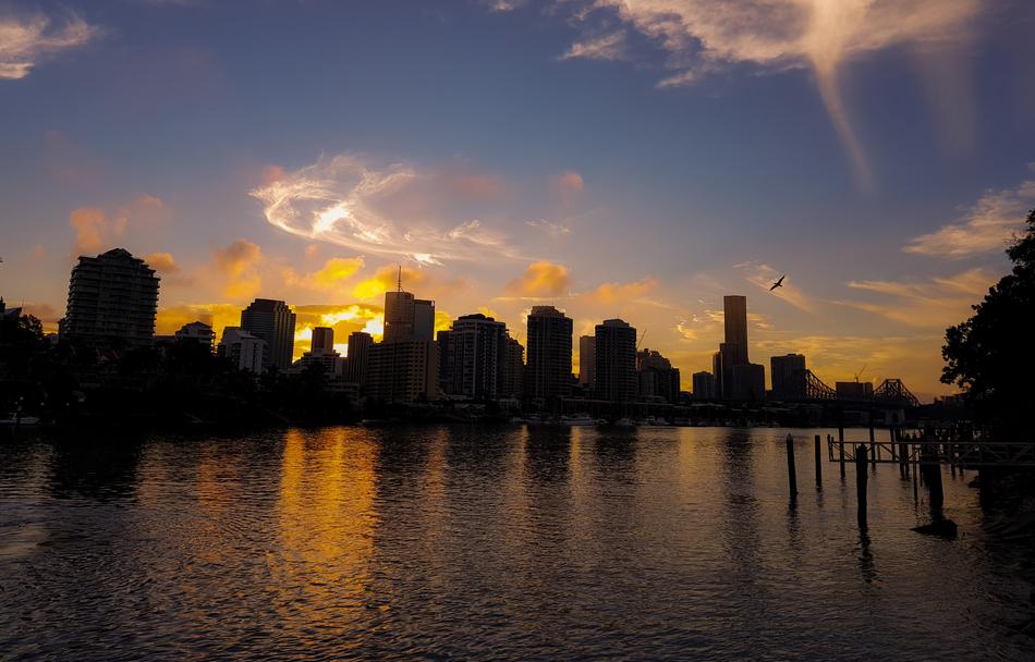 sunset over a city in Australia