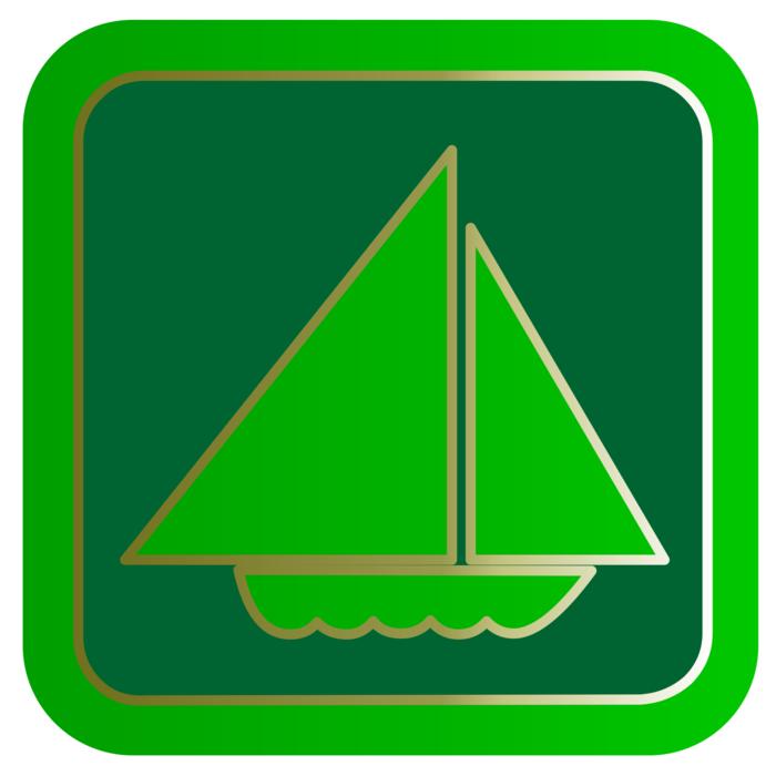green button with the image of a sailboat