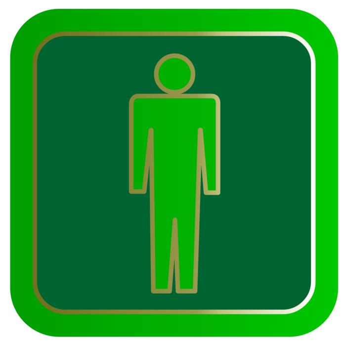 Green button with human drawing