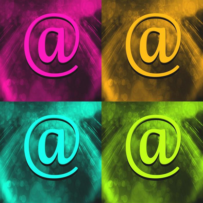 Colorful collage with '@' signs, at background with texture, clipart