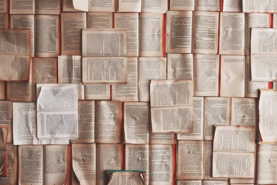 disassembled book pages