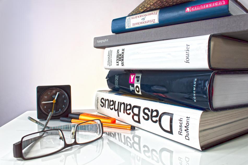 Book Stack and glasses clock