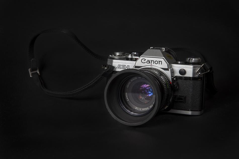 vintage camera on black