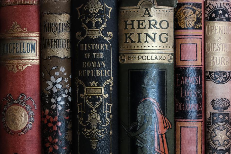 photo of old books in the school library