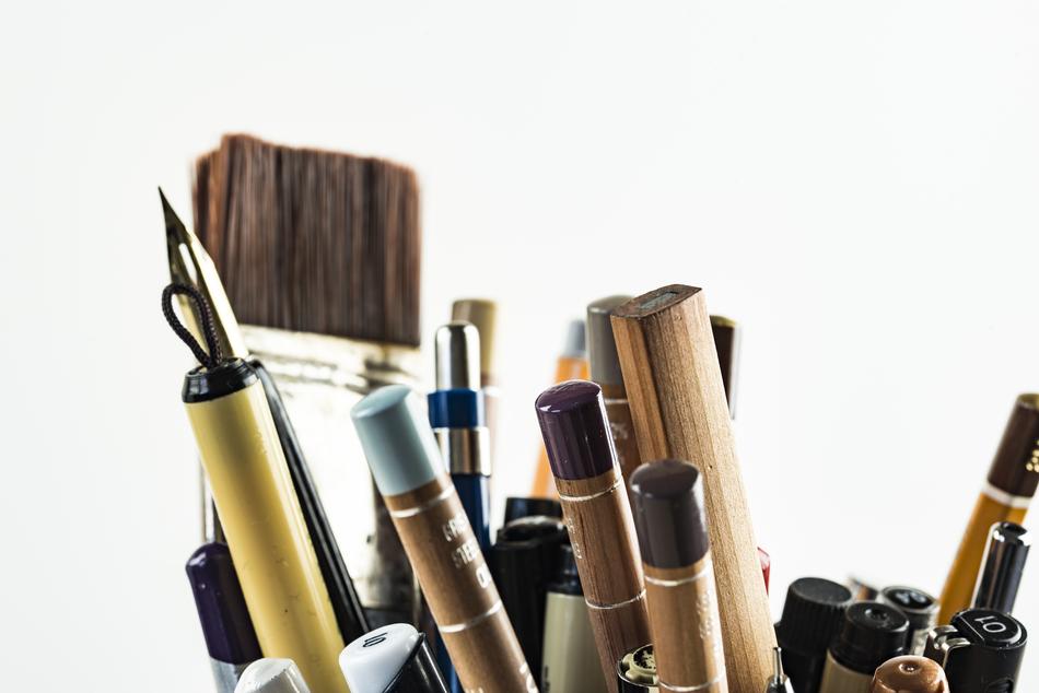 brushes and pens for art