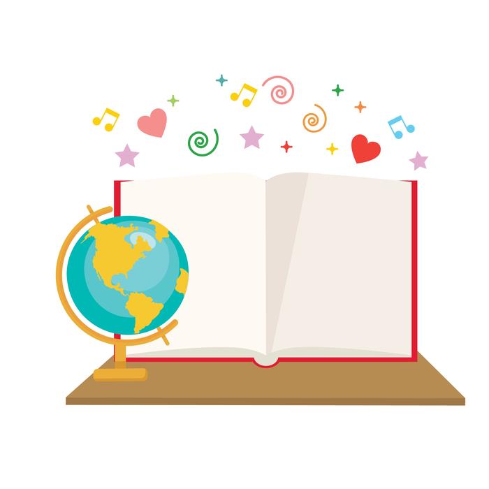 book white globe and various signs