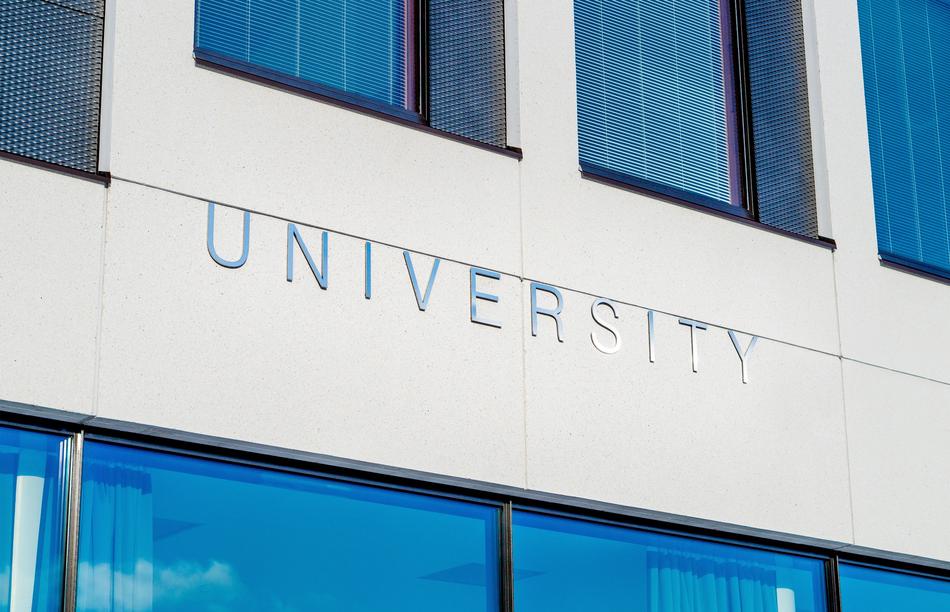 University building with the big windows