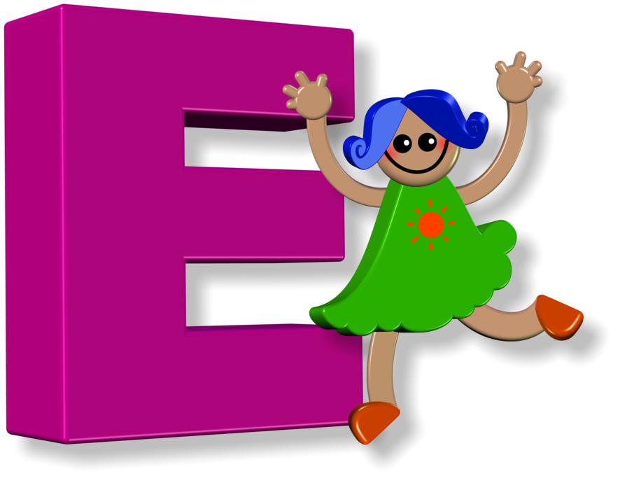 clipart of happy girl and letter e