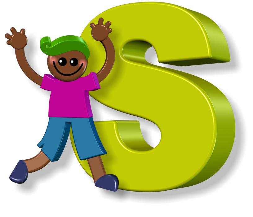 clipart of happy boy and letter s