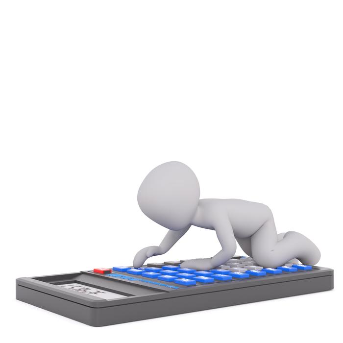 White figure on the calculator at white background