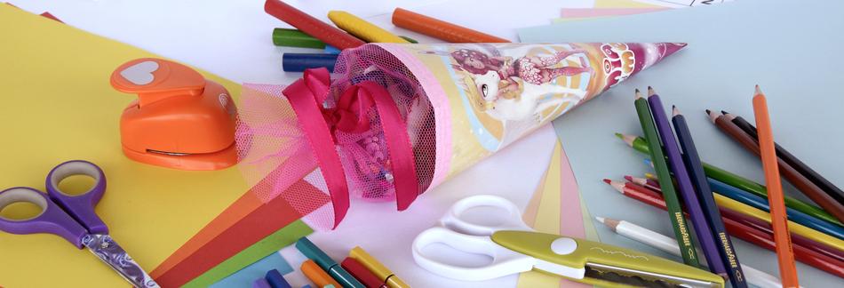 school supplies scattered