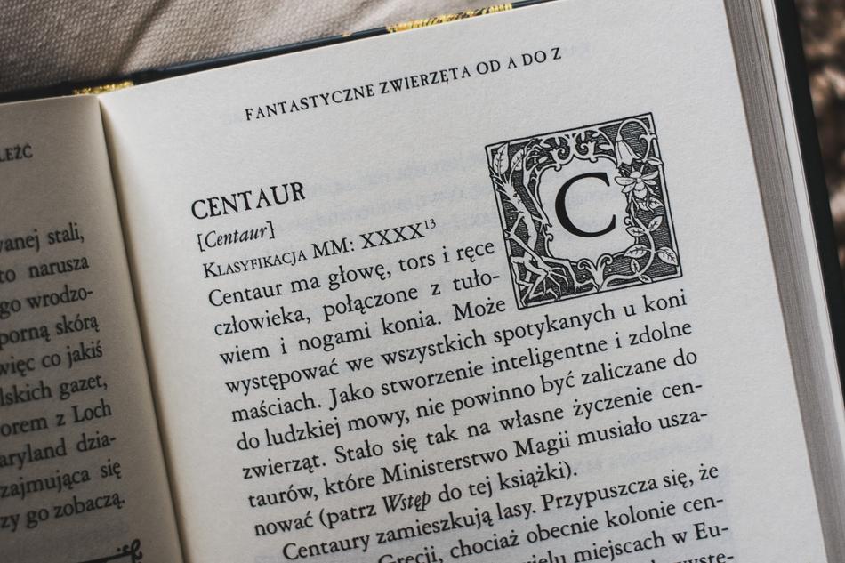 Harry Potter, open book, detail