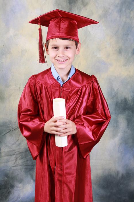 photo of a graduate in red uniform