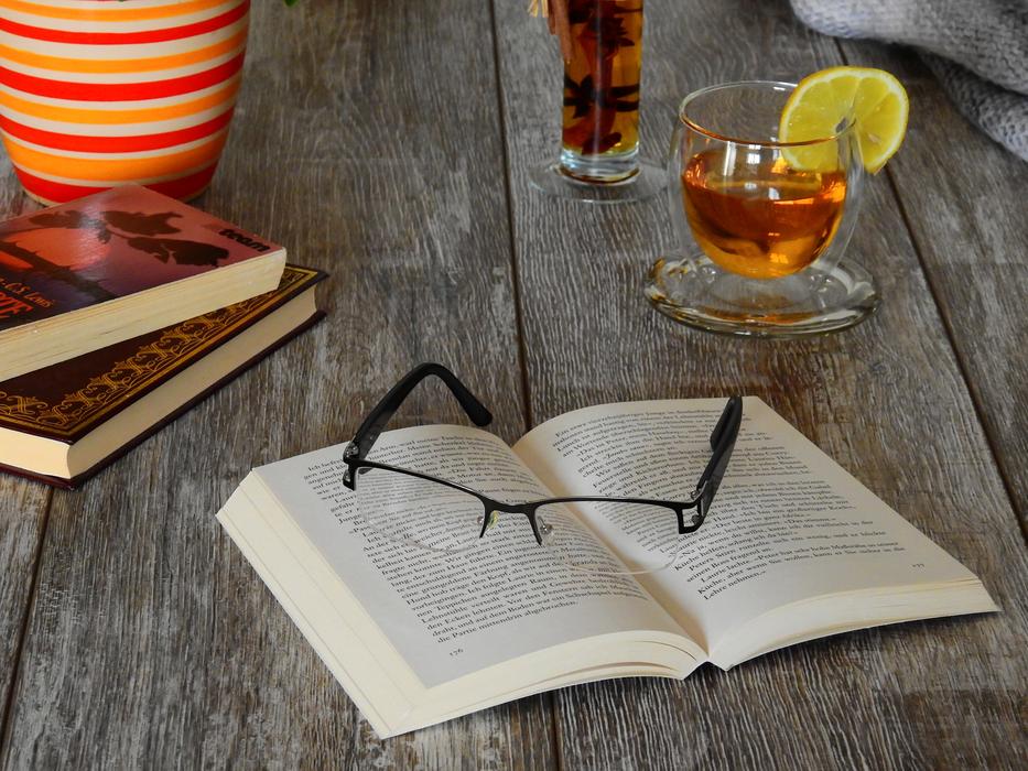 Book Literature and tea lemon