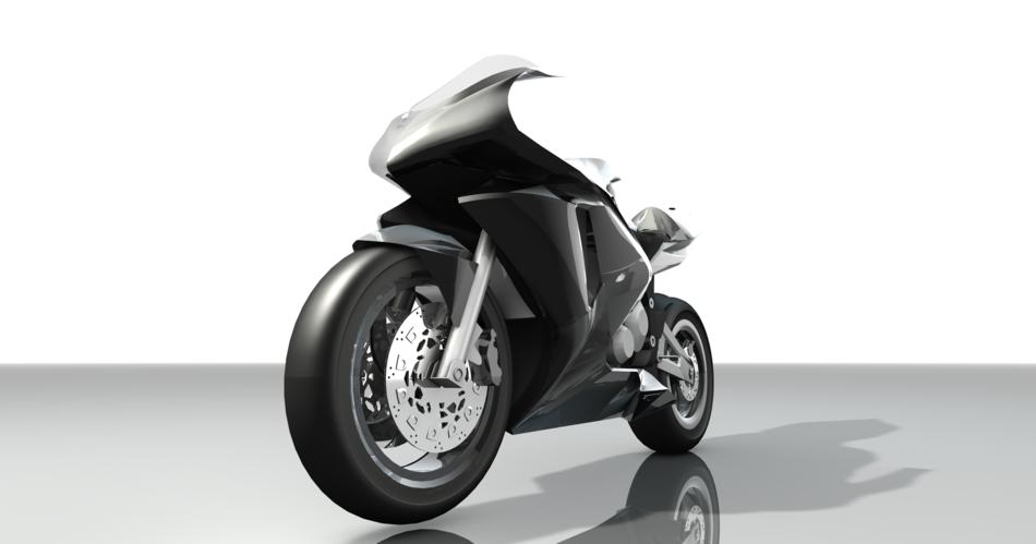 3d model of a black motorcycle