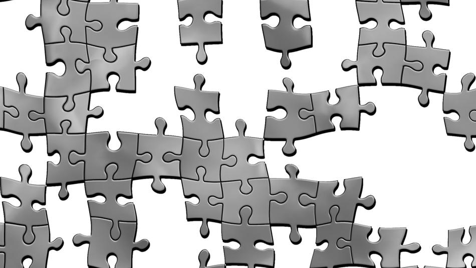 gray puzzles on white background