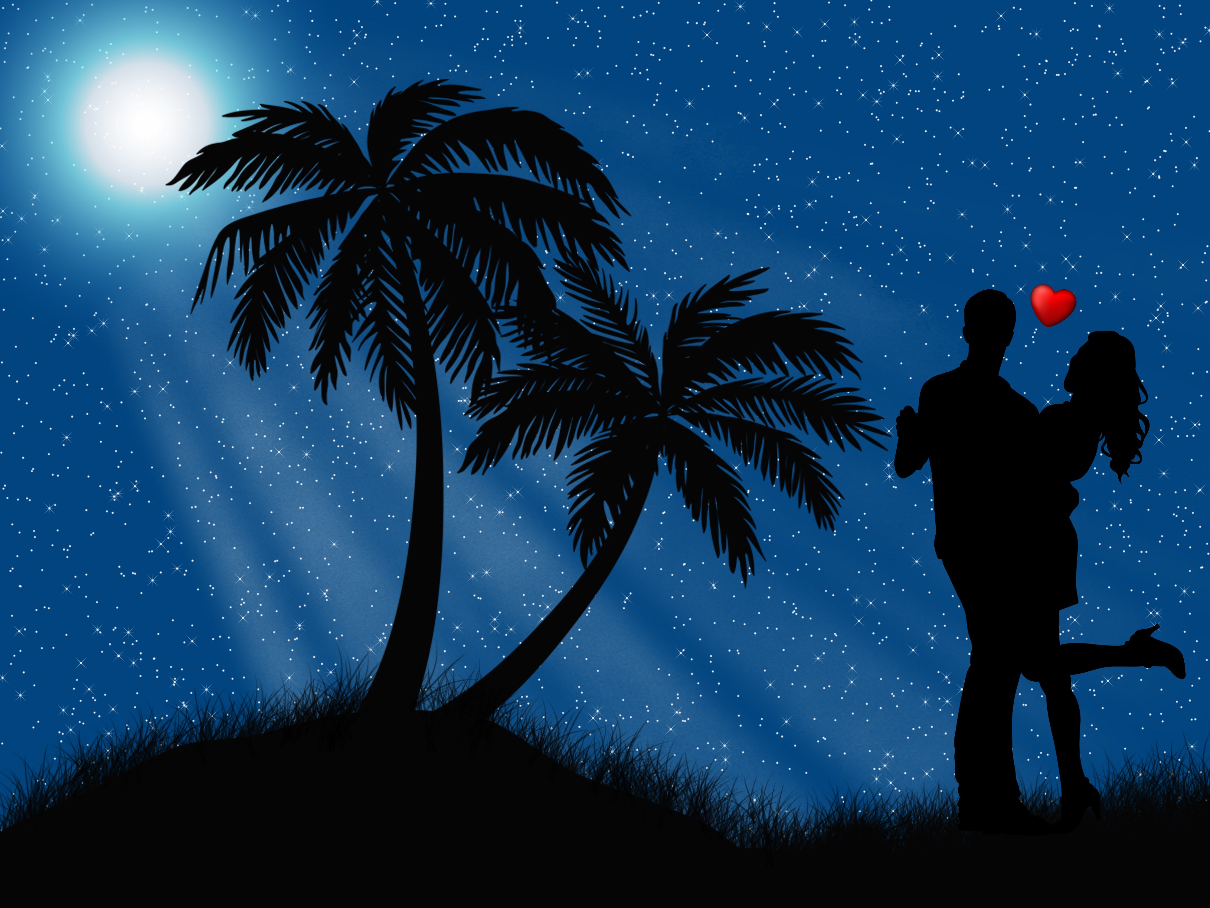 Love Romantic Night Drawing Free Image Download