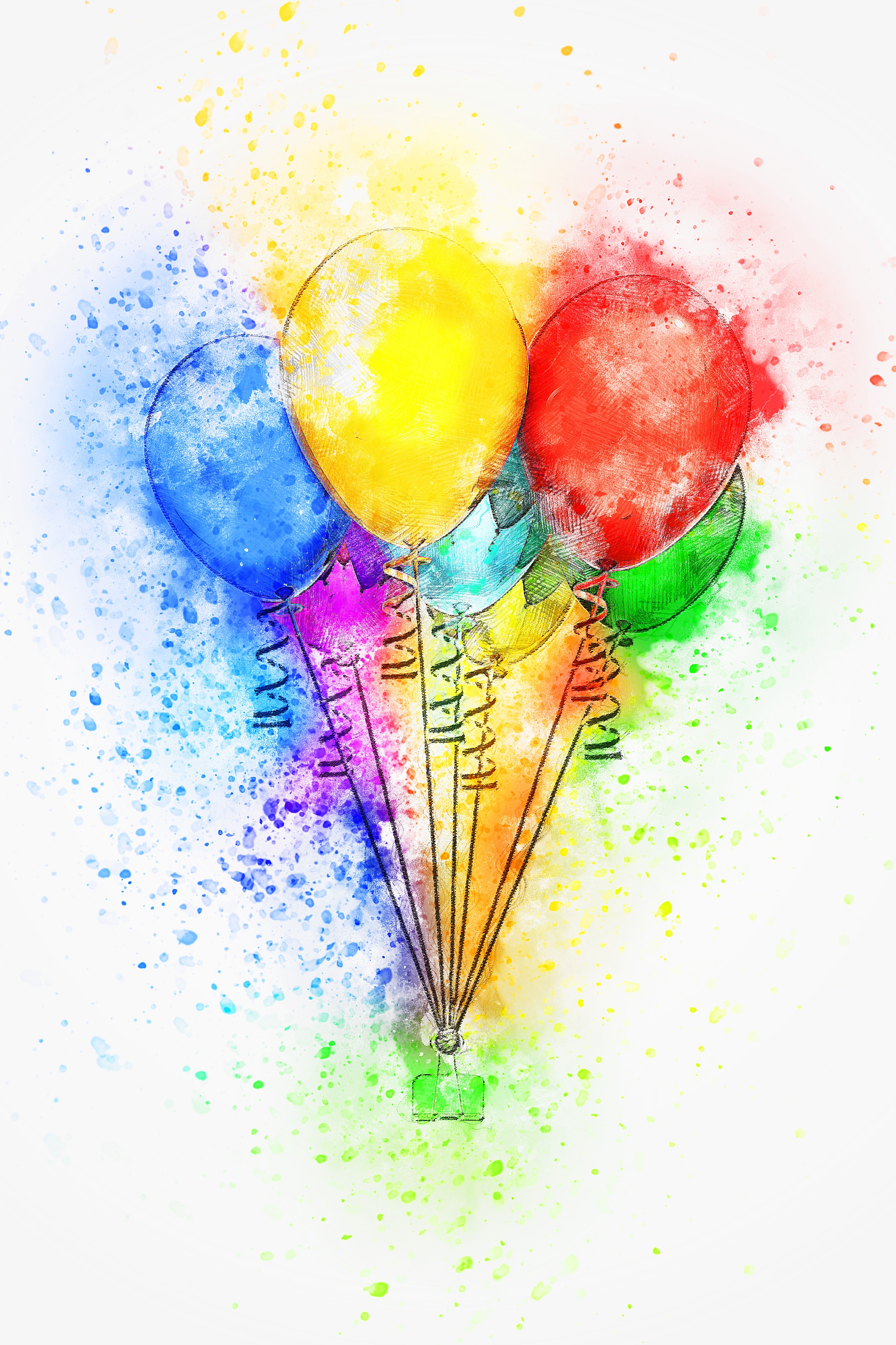 Открытка с днем рождения с воздушными шарами. Акварельные воздушные шары. Воздушные шарики акварель. Воздушный шарик. Воздушный шарик рисунок.
