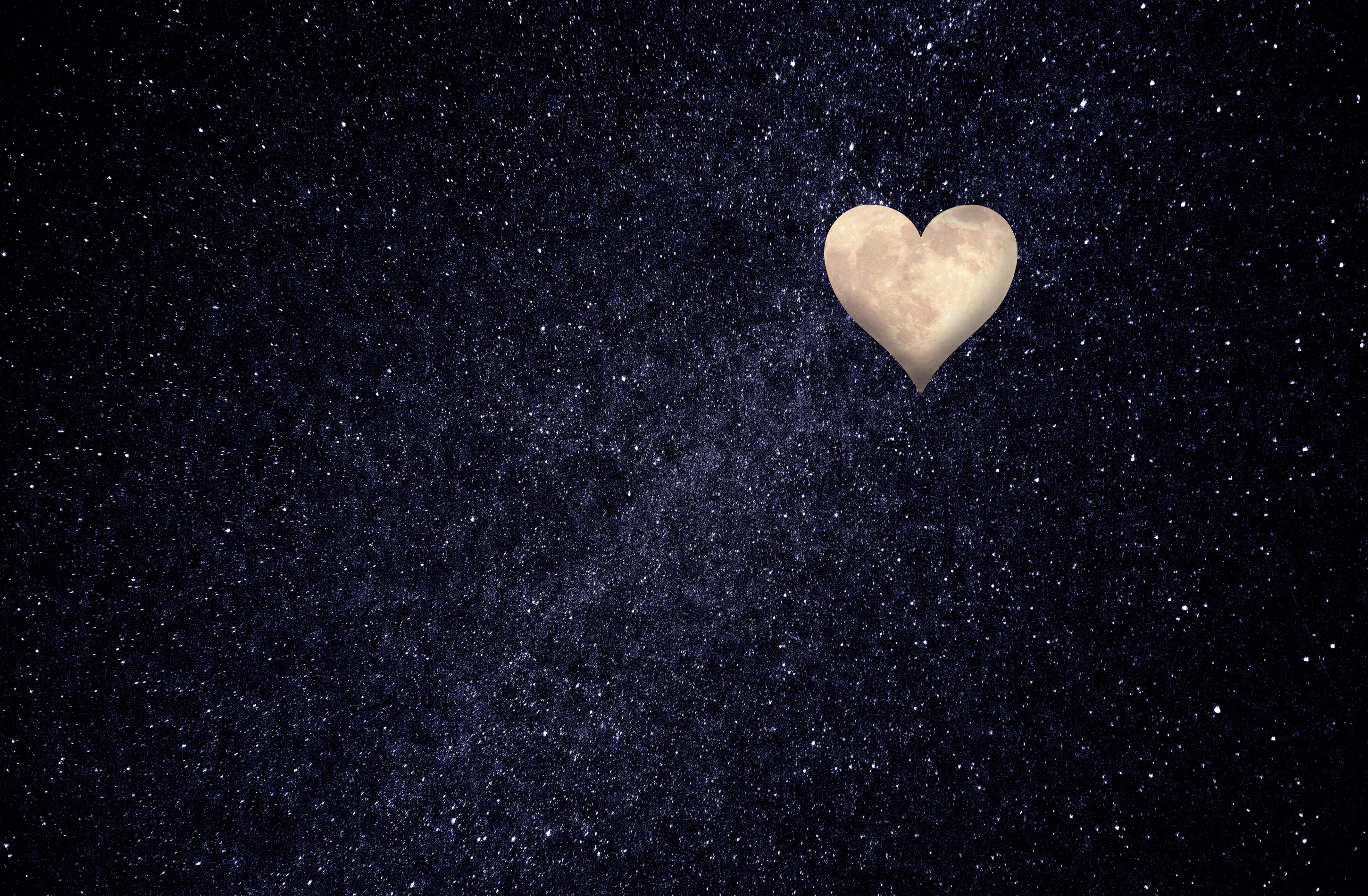 Heart shaped moon on a background of the starry sky free image download