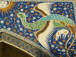 blue bird drawing on the roof