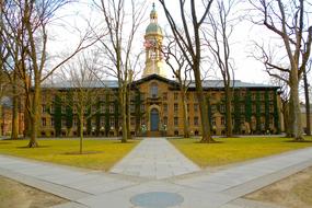 Nassau Hall, historical building of university at winter, usa, New Jersey, Princeton