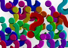 Colorful, 3d question marks, at white background, clipart