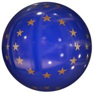 European symbols on a shiny ball