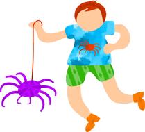 cartoon boy with purple spider