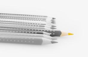 black and white set and yellow pencil