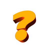 3d, orange Question mark, at white background, clipart