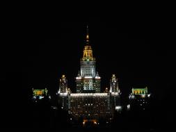 illuminated architecture in Moscow Russia at Night