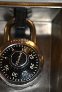 Close-up of the shiny lock, on the locker