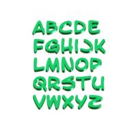 green alphabet letters on white background