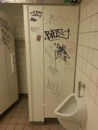 grunge graffiti on wall of School Toilet